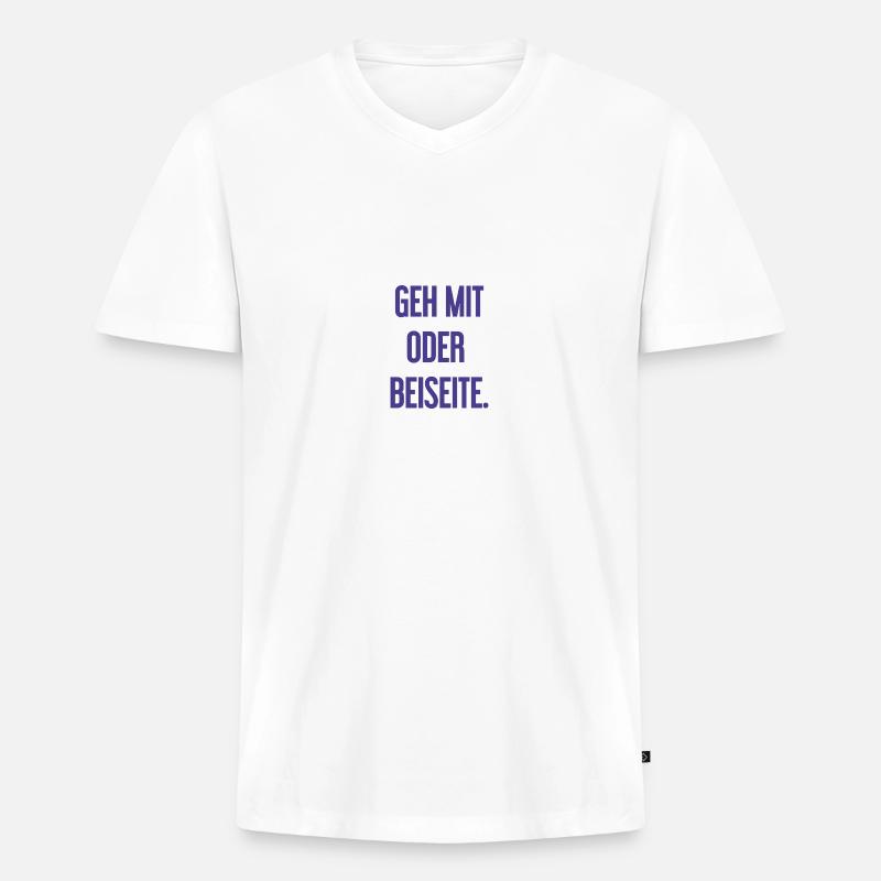 Geh mit oder beiseite - Männer Premium Bio T-Shirt mit V-Ausschnitt - Weiß