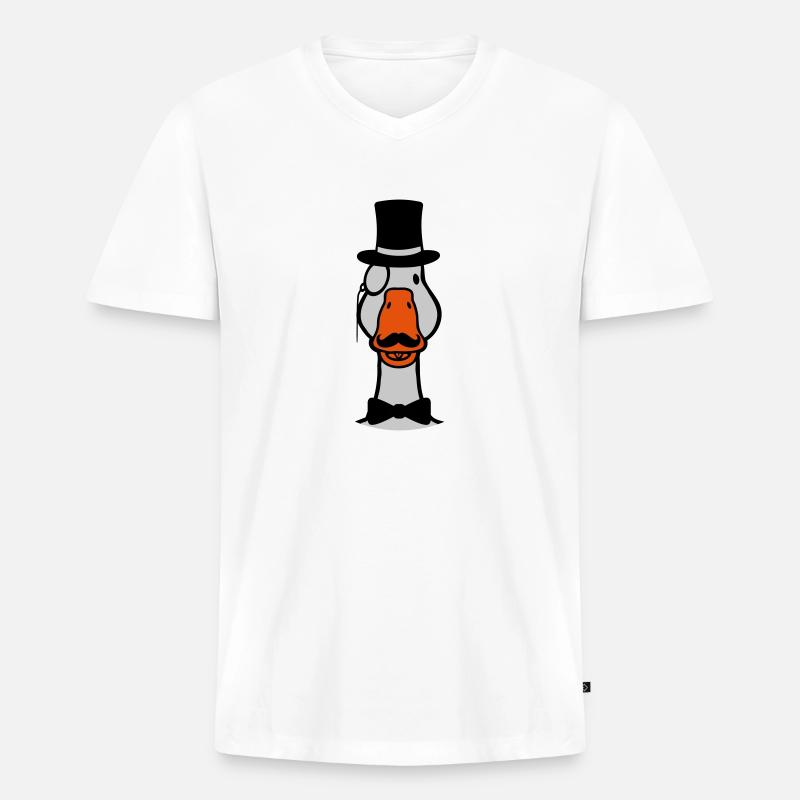 Zylinder Comic Gans Sir - Männer Premium Bio T-Shirt mit V-Ausschnitt - Weiß