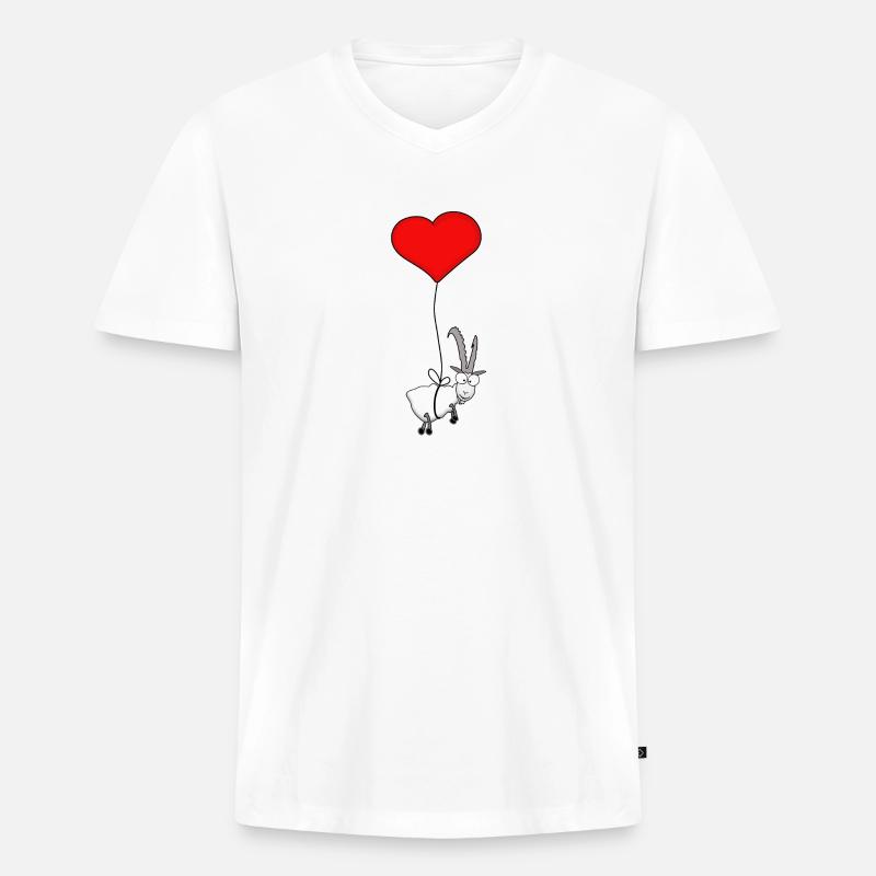 Steinbock mit Herz - Männer Premium Bio T-Shirt mit V-Ausschnitt - Weiß