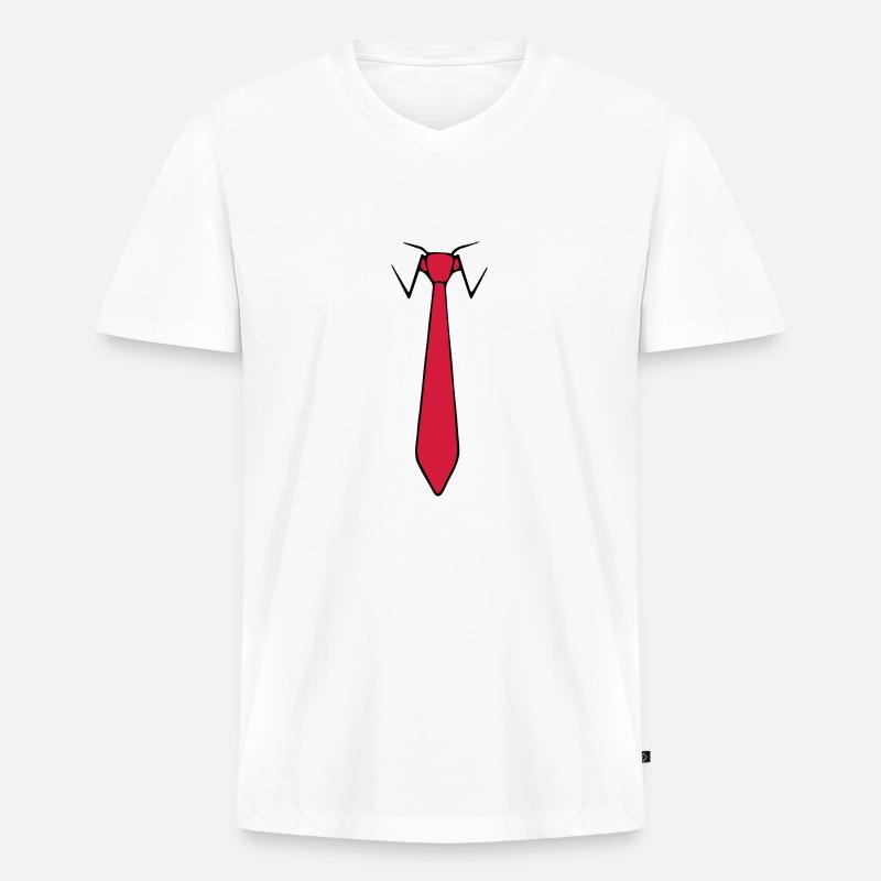 Krawatte - Männer Premium Bio T-Shirt mit V-Ausschnitt - Weiß