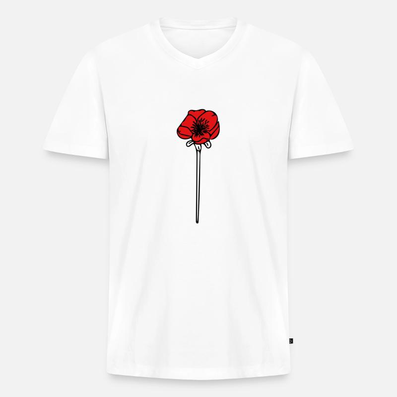 Mohn - Männer Premium Bio T-Shirt mit V-Ausschnitt - Weiß