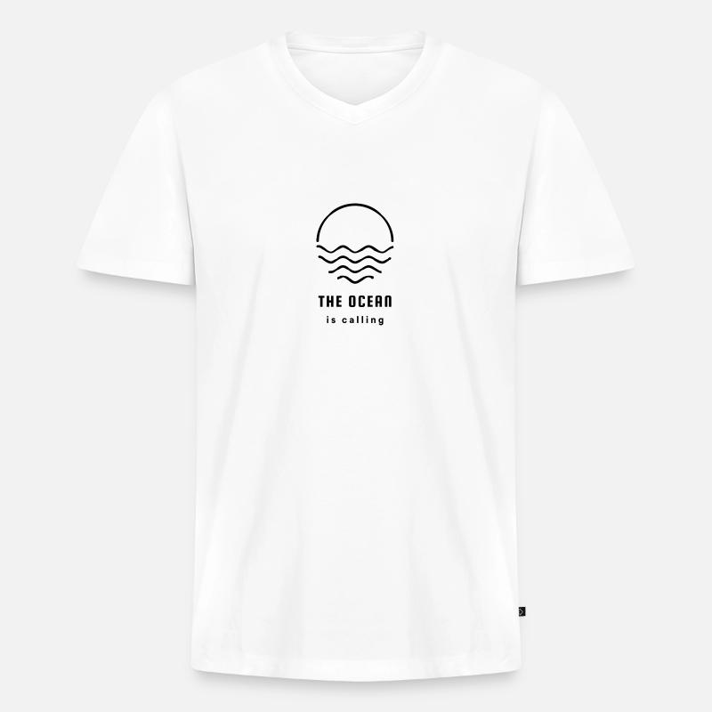 The ocean is calling - Männer Premium Bio T-Shirt mit V-Ausschnitt - Weiß