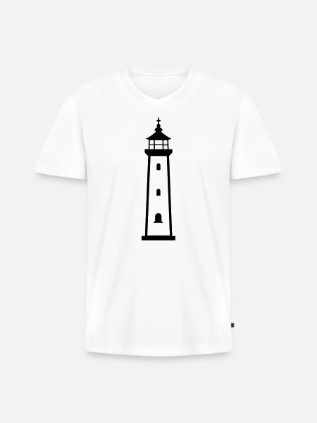 Lighthouse - Men's Premium Organic T-shirt with V-neck - white