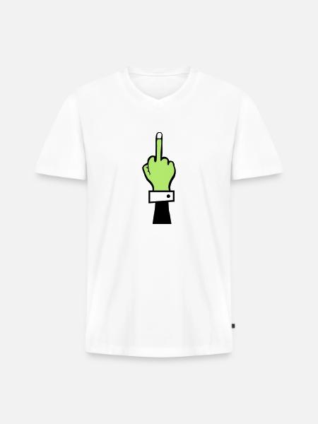 Zombie Hand Middle Finger - Men's Premium Organic T-shirt with V-neck - white