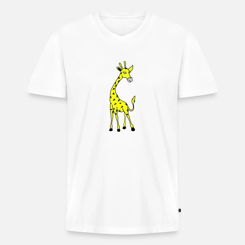 giraffe 02 - Männer Premium Bio T-Shirt mit V-Ausschnitt - Weiß