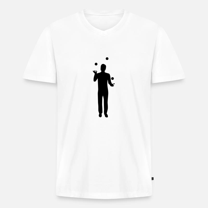 Jonglieren - Männer Premium Bio T-Shirt mit V-Ausschnitt - Weiß