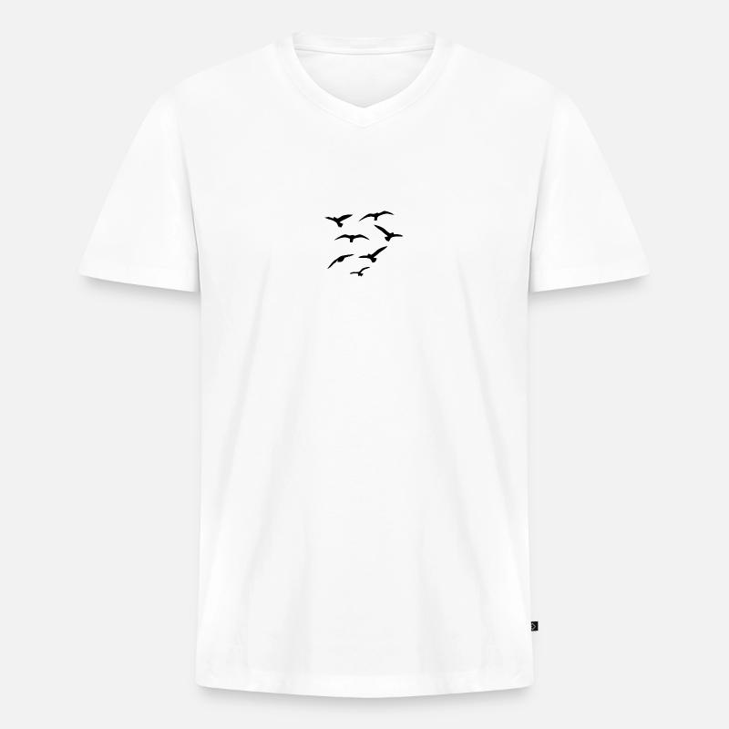Fliegende Voegel Geschenkidee - Männer Premium Bio T-Shirt mit V-Ausschnitt - Weiß