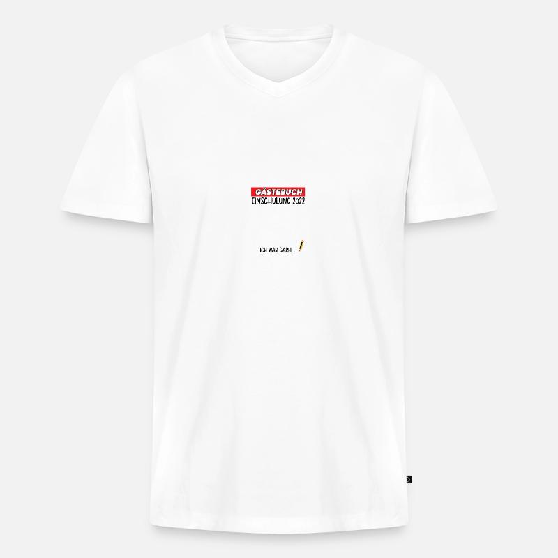 Einschulung 2022 Geschenk Schul - Männer Premium Bio T-Shirt mit V-Ausschnitt - Weiß