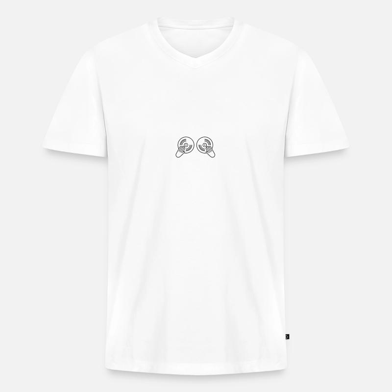 Techno Music DJ Discjokey - Männer Premium Bio T-Shirt mit V-Ausschnitt - Weiß