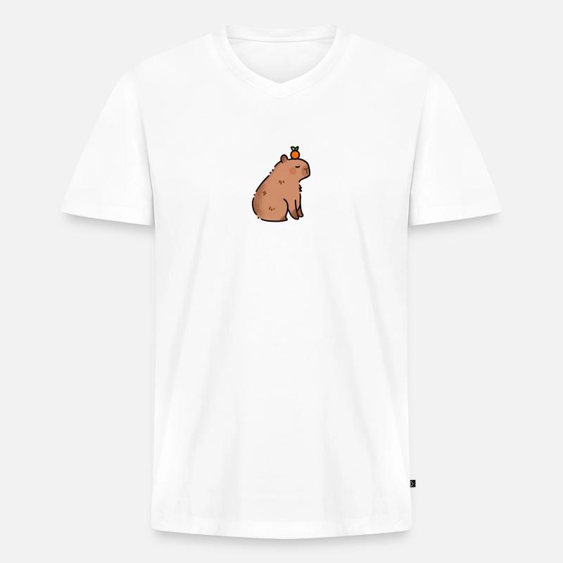 Kapibara Capybara Capibara - Männer Premium Bio T-Shirt mit V-Ausschnitt - Weiß