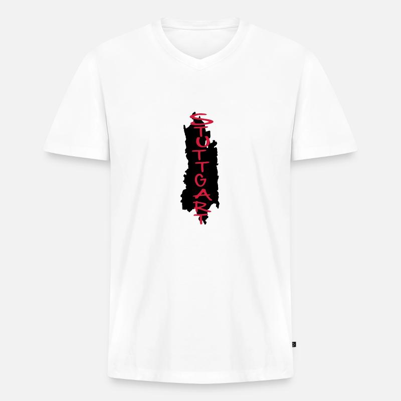 stuttgart - Männer Premium Bio T-Shirt mit V-Ausschnitt - Weiß