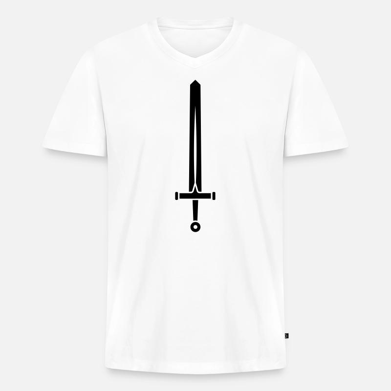 Schwert - Männer Premium Bio T-Shirt mit V-Ausschnitt - Weiß