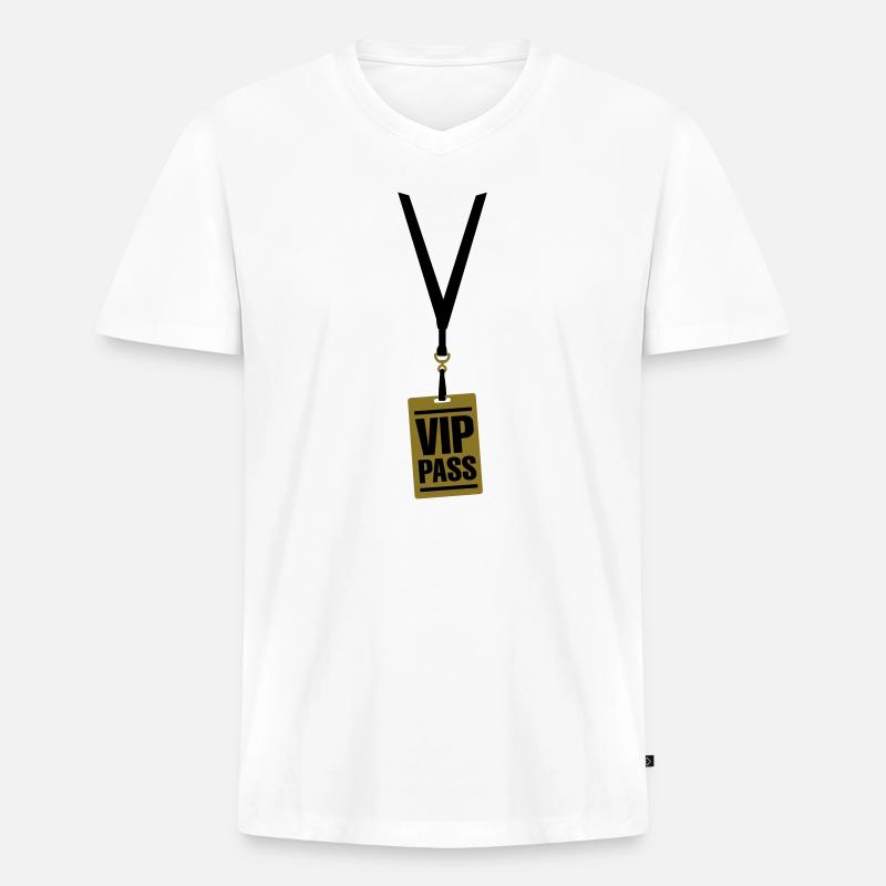 VIP-Pass - Männer Premium Bio T-Shirt mit V-Ausschnitt - Weiß