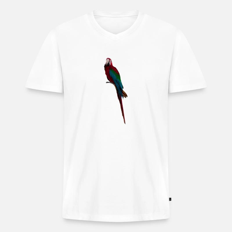 Ara Long Tail - Männer Premium Bio T-Shirt mit V-Ausschnitt - Weiß