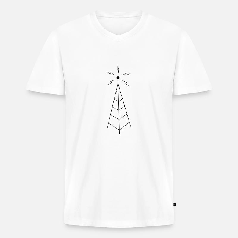 Transmission Tower Sendemast - Männer Premium Bio T-Shirt mit V-Ausschnitt - Weiß