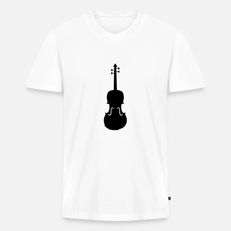 violine - Männer Premium Bio T-Shirt mit V-Ausschnitt - Weiß