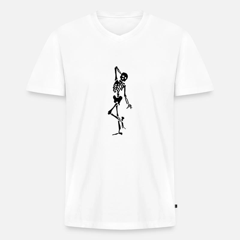 Modell - Männer Premium Bio T-Shirt mit V-Ausschnitt - Weiß