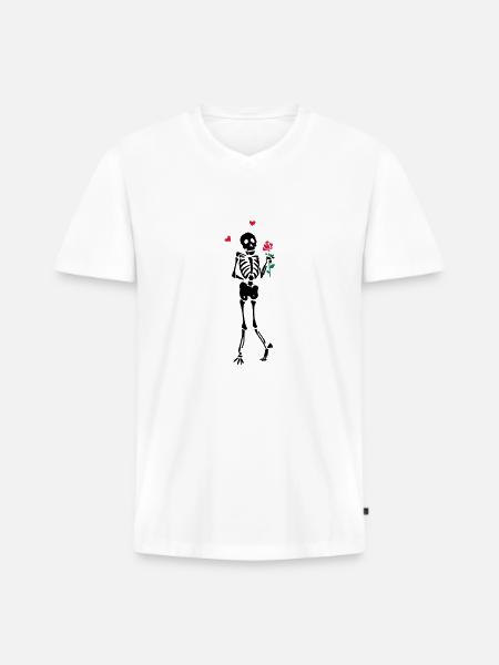 Courting Skeleton - Men's Premium Organic T-shirt with V-neck - white
