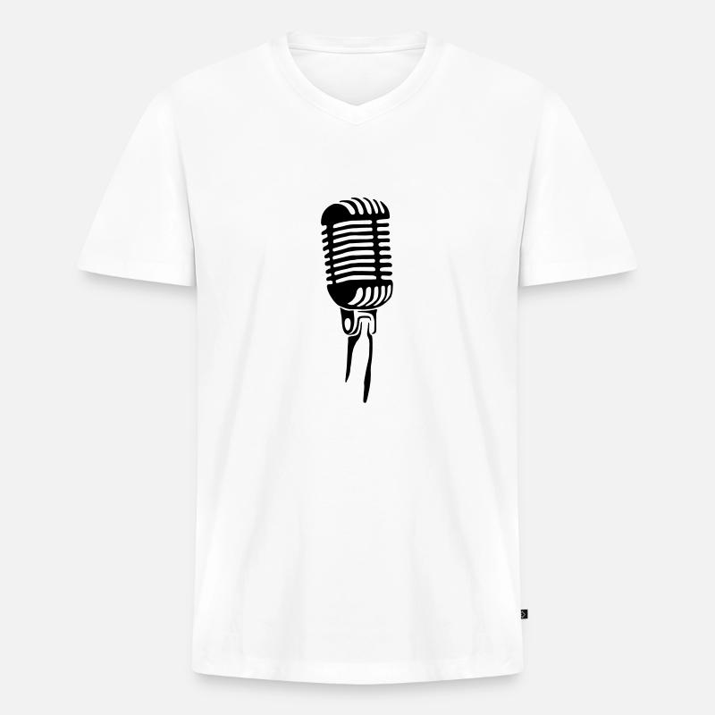 Mikrofon Retro Microfon - Männer Premium Bio T-Shirt mit V-Ausschnitt - Weiß