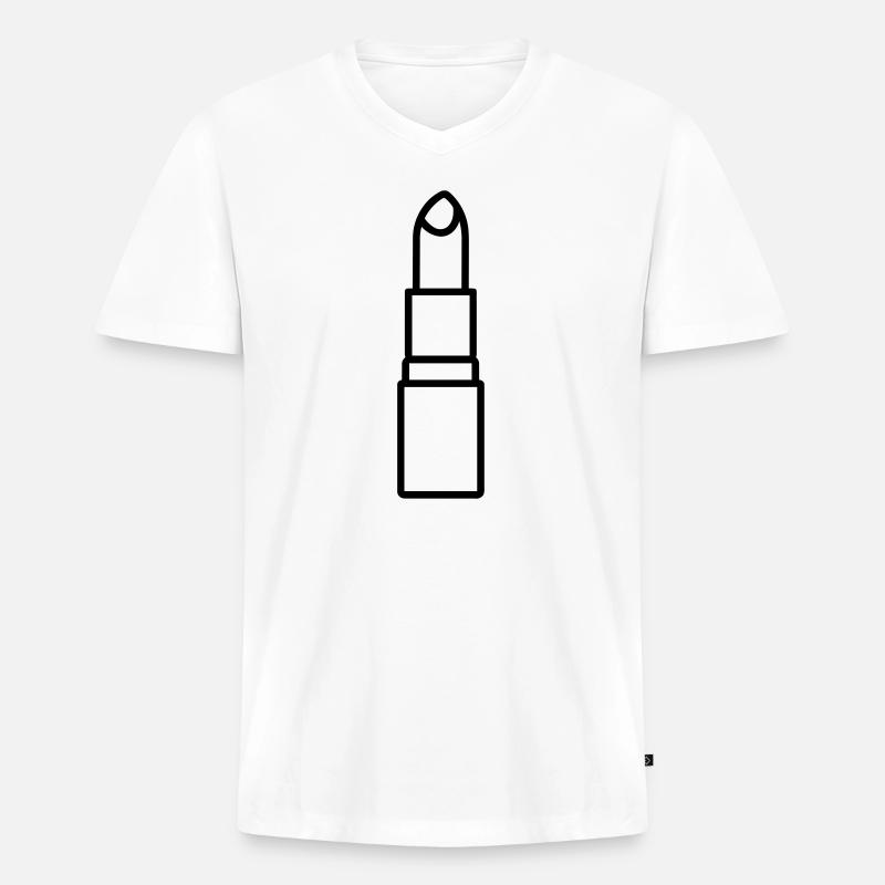 Lippenstift - Männer Premium Bio T-Shirt mit V-Ausschnitt - Weiß
