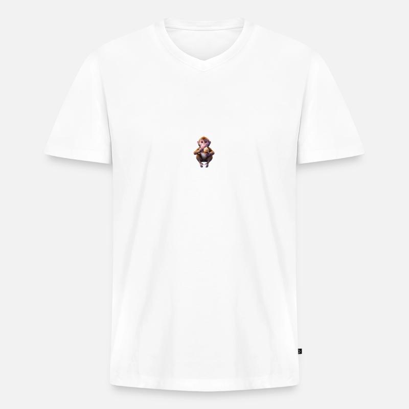 Galaktischer Eisaffe - Männer Premium Bio T-Shirt mit V-Ausschnitt - Weiß