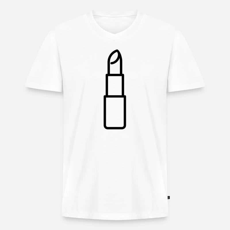 Lippenstift - Männer Premium Bio T-Shirt mit V-Ausschnitt - Weiß