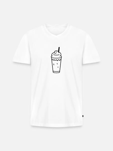 Milchshake - Männer Premium Bio T-Shirt mit V-Ausschnitt - Weiß