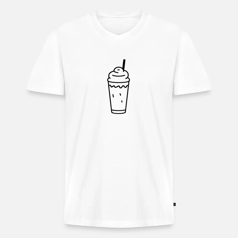 Milchshake - Männer Premium Bio T-Shirt mit V-Ausschnitt - Weiß