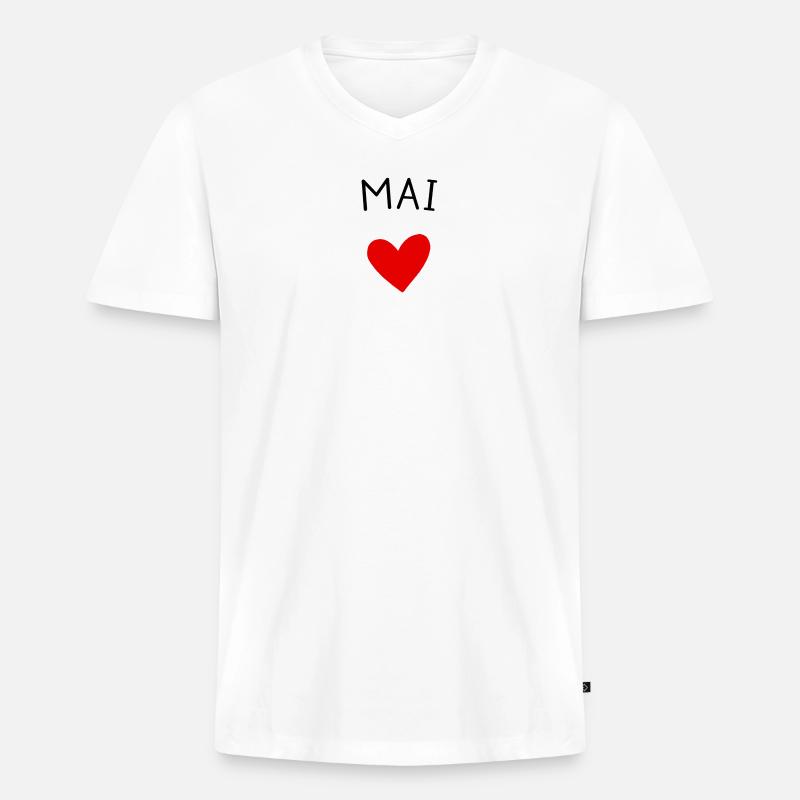 Werdende Mutter May – Baby unterwegs ❤️ - Männer Premium Bio T-Shirt mit V-Ausschnitt - Weiß