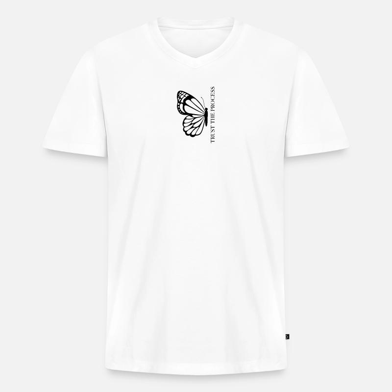 Trust the Process Butterfly Minimal Tee - Männer Premium Bio T-Shirt mit V-Ausschnitt - Weiß
