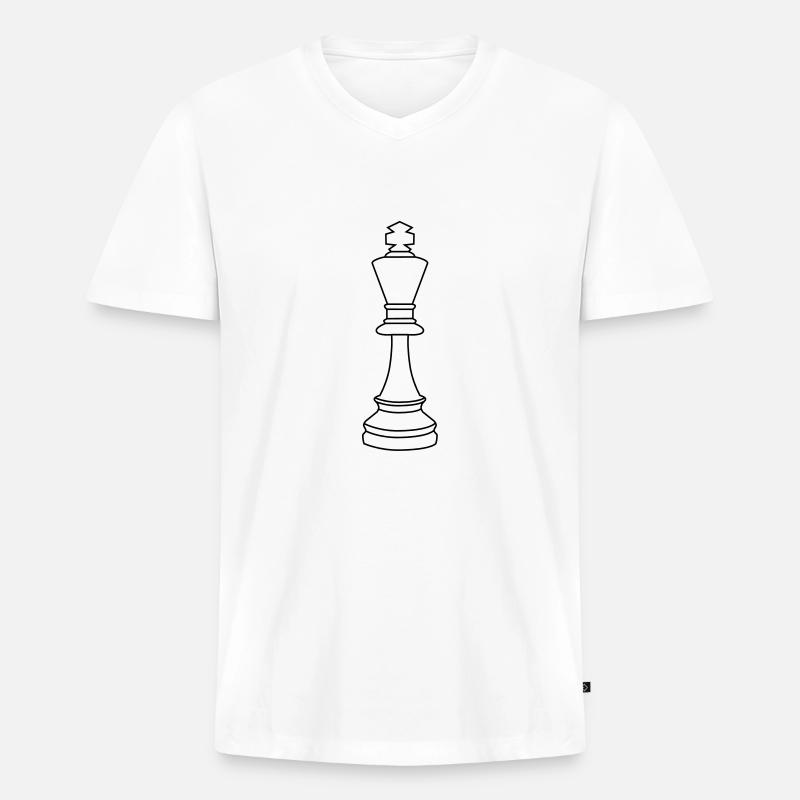 Schach König - Männer Premium Bio T-Shirt mit V-Ausschnitt - Weiß