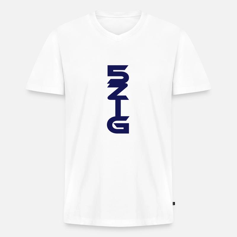 5 zig fünfzig - Männer Premium Bio T-Shirt mit V-Ausschnitt - Weiß
