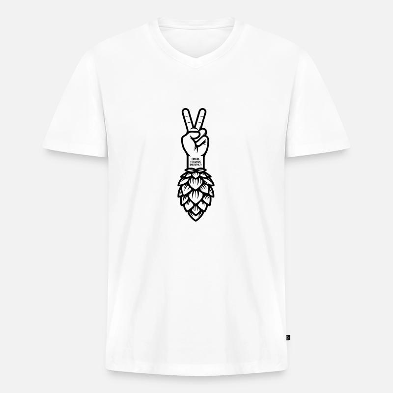 Friede Freunde Bierchen - Männer Premium Bio T-Shirt mit V-Ausschnitt - Weiß