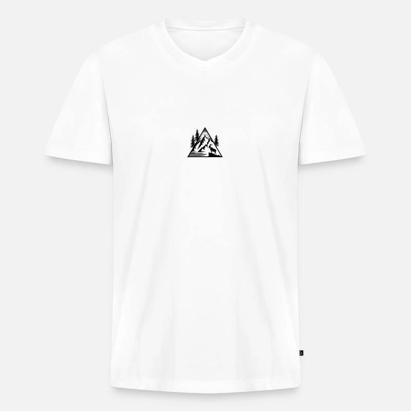 Alpen Berge Steinbock - Männer Premium Bio T-Shirt mit V-Ausschnitt - Weiß