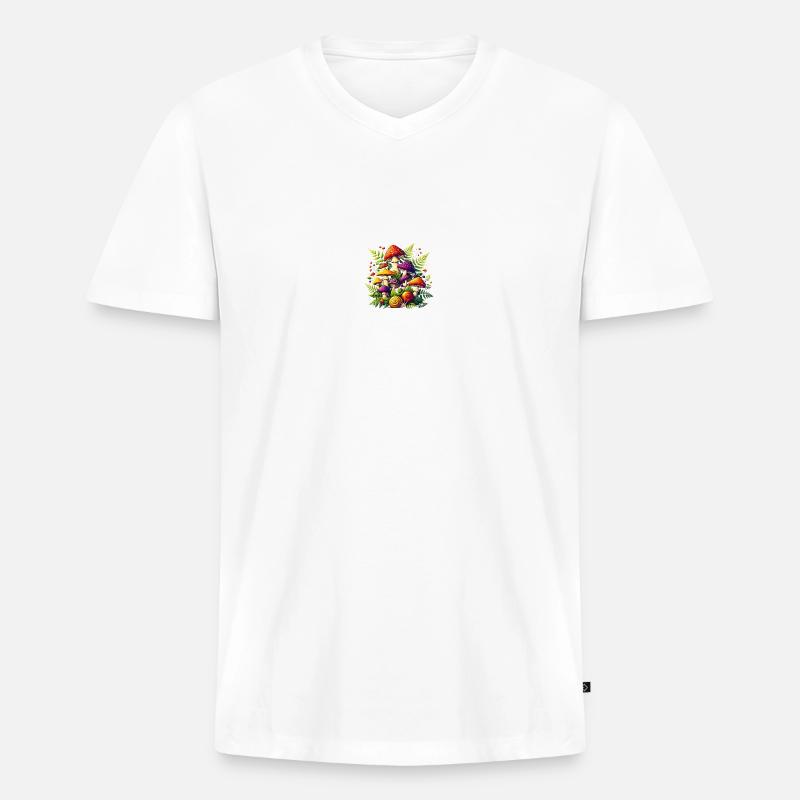 Mushrooms Magic Mushrooms Plain - Männer Premium Bio T-Shirt mit V-Ausschnitt - Weiß