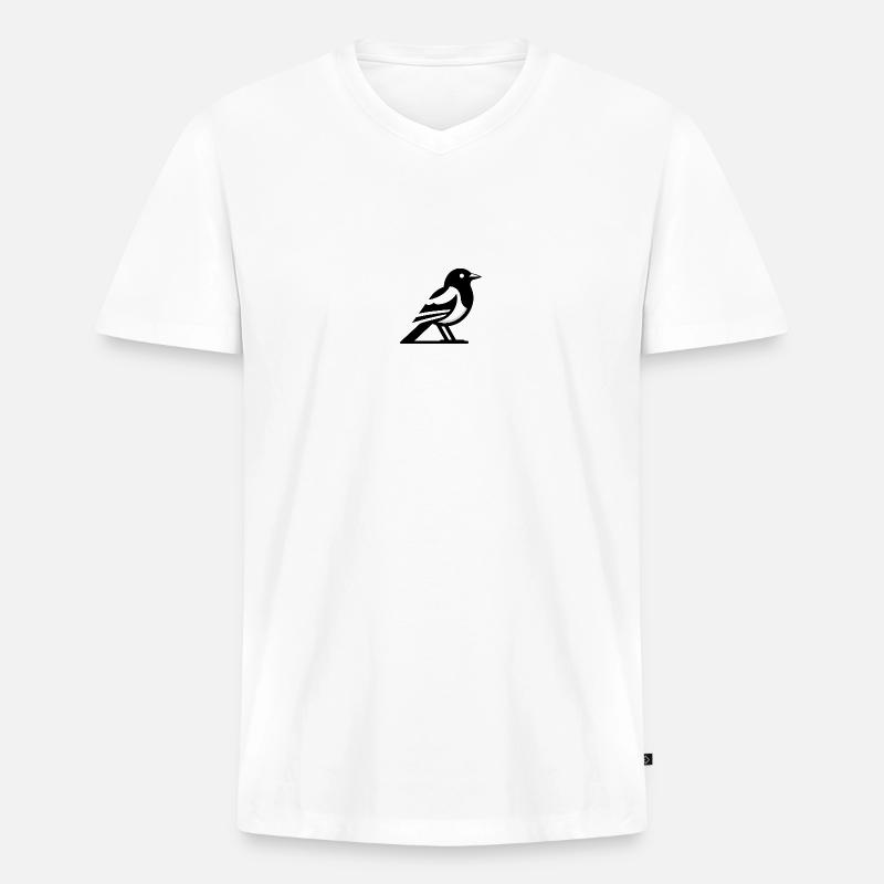 Vogel - Männer Premium Bio T-Shirt mit V-Ausschnitt - Weiß