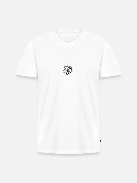 Cheval Équitation Équitation - T-shirt encolure en V Premium bio Homme - blanc
