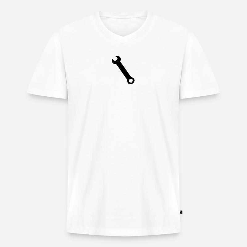 Schraubenschlüssel Silhoue - Männer Premium Bio T-Shirt mit V-Ausschnitt - Weiß