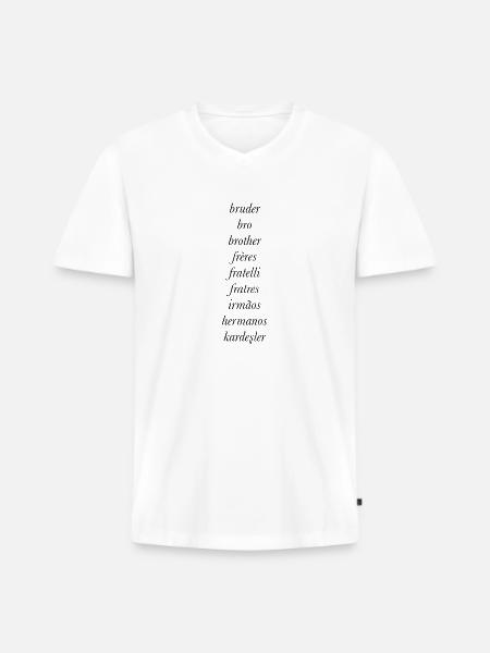 Brother in different languages - Men's Premium Organic T-shirt with V-neck - white