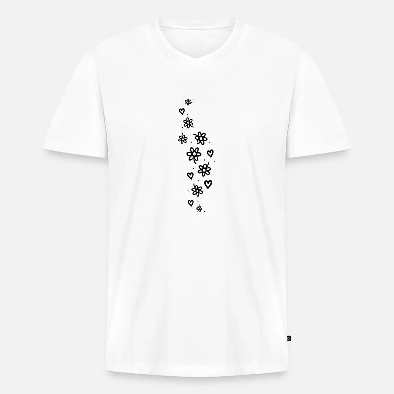Blumen Glitzer - Männer Premium Bio T-Shirt mit V-Ausschnitt - Weiß