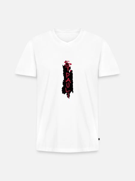 st.pauli - Männer Premium Bio T-Shirt mit V-Ausschnitt - Weiß