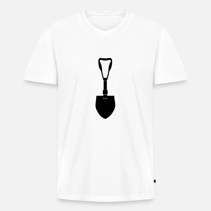 klappspaten_vec_1 de - Männer Premium Bio T-Shirt mit V-Ausschnitt - Weiß