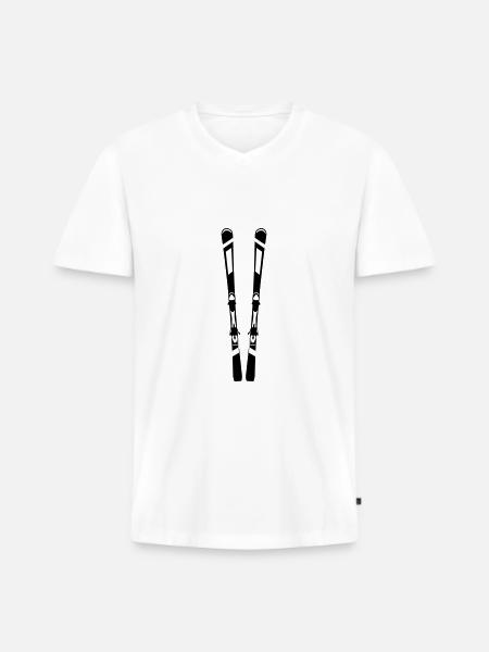 Ski, Skier - Männer Premium Bio T-Shirt mit V-Ausschnitt - Weiß