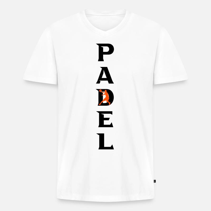 Padel - Männer Premium Bio T-Shirt mit V-Ausschnitt - Weiß