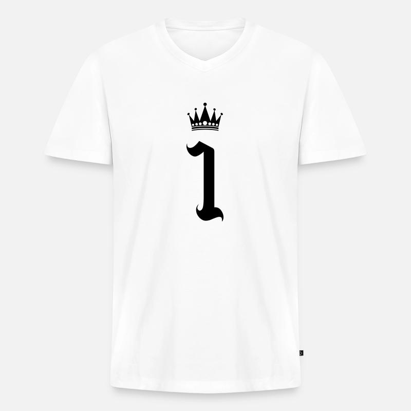 1 krone - Männer Premium Bio T-Shirt mit V-Ausschnitt - Weiß