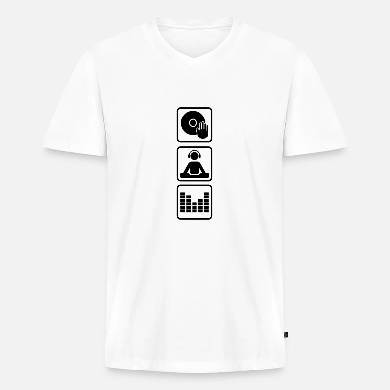 DJ Turntable - Männer Premium Bio T-Shirt mit V-Ausschnitt - Weiß
