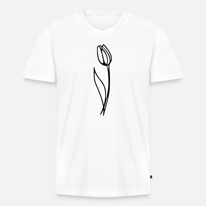Tulpe - Männer Premium Bio T-Shirt mit V-Ausschnitt - Weiß