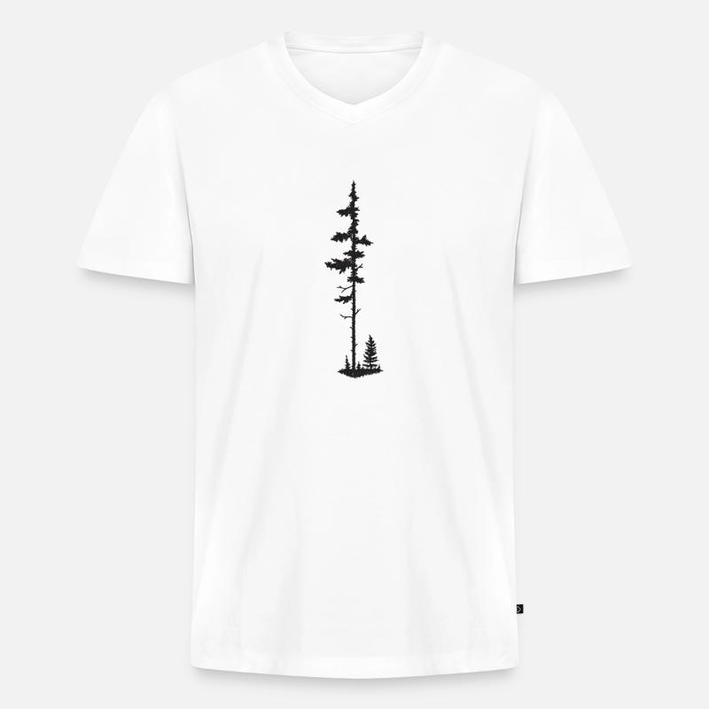Stolze Kiefer - Männer Premium Bio T-Shirt mit V-Ausschnitt - Weiß