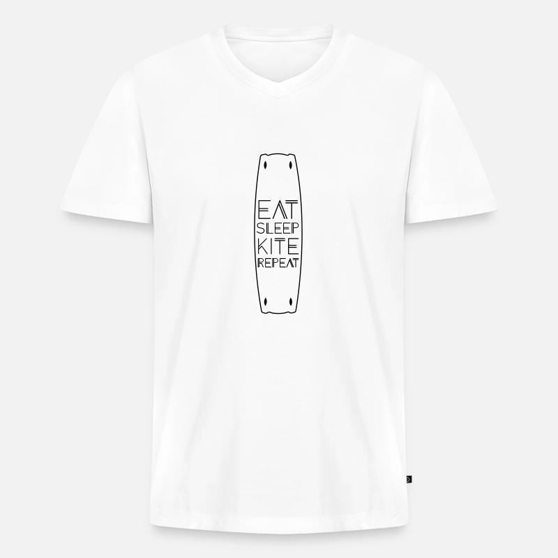 Eat sleep kite repeat - Männer Premium Bio T-Shirt mit V-Ausschnitt - Weiß