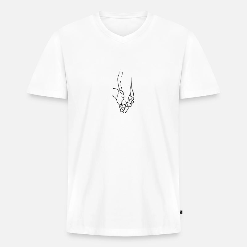 Kind Eltern Hand - Männer Premium Bio T-Shirt mit V-Ausschnitt - Weiß